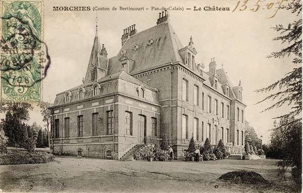 Carte postale ancienne : le château de Morchies en 1907